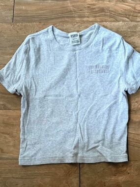 PINK Victoria's Secret Light Gray Crew Tee